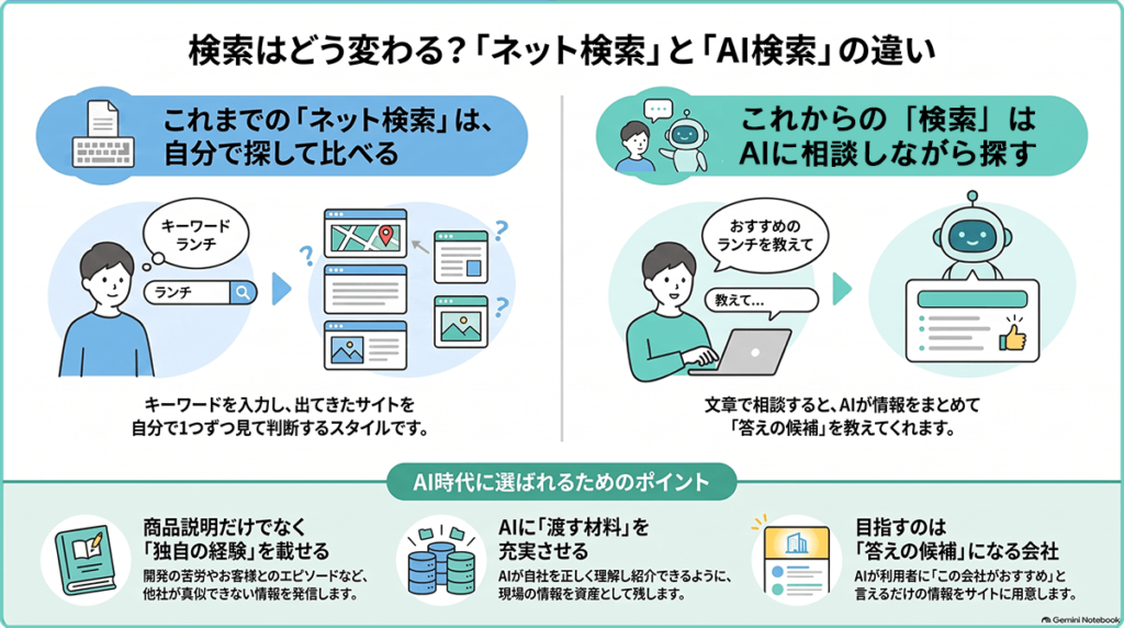AI検索は「知りたいことをそのまま相談する」